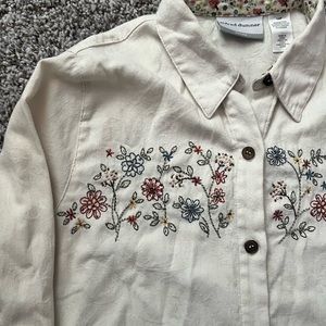 Embroidered white button down